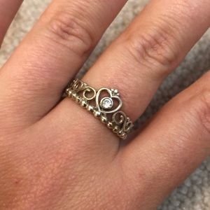 Pandora princess tiara crown ring size 8